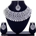 Rhodium Plated Jewellery Set With White Austrian Diamond
